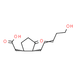 ChemSpider 2D Image | [2-(5-Hydroxy-2-penten-1-yl)-3-oxocyclopentyl]acetic acid | C12H18O4