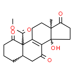 ChemSpider 2D Image | Methyl (5xi,10xi,13xi,14xi)-14-hydroxy-1,7,17-trioxoandrost-8-en-19-oate | C20H24O6