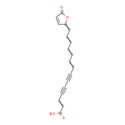 ChemSpider 2D Image | 14-(5-Oxo-2(5H)-furanylidene)-2,8,10,12-tetradecatetraene-4,6-diynoic acid | C18H12O4