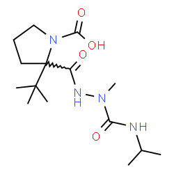 ChemSpider 2D Image | 2-{[2-(Isopropylcarbamoyl)-2-methylhydrazino]carbonyl}-2-(2-methyl-2-propanyl)-1-pyrrolidinecarboxylic acid | C15H28N4O4