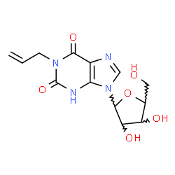 ChemSpider 2D Image | 1-Allyl-9-pentofuranosyl-3,9-dihydro-1H-purine-2,6-dione | C13H16N4O6
