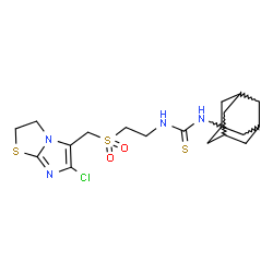 ChemSpider 2D Image | 1-Adamantan-1-yl-3-(2-{[(6-chloro-2,3-dihydroimidazo[2,1-b][1,3]thiazol-5-yl)methyl]sulfonyl}ethyl)thiourea | C19H27ClN4O2S3