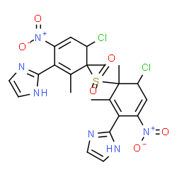 ChemSpider 2D Image | 2,2'-[Sulfonylbis(4-chloro-2,3-dimethyl-6-nitro-1,5-cyclohexadiene-3,1-diyl)]bis(1H-imidazole) | C22H22Cl2N6O6S