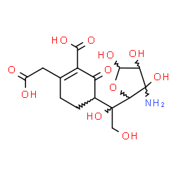 ChemSpider 2D Image | 3-C-Amino-5-C-[3-carboxy-4-(carboxymethyl)-2-oxo-3-cyclohexen-1-yl]hexofuranose | C15H21NO11