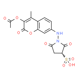 ChemSpider 2D Image | 1-[(3-Acetoxy-4-methyl-2-oxo-2H-chromen-7-yl)amino]-2,5-dioxo-3-pyrrolidinesulfonic acid | C16H14N2O9S