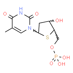 ChemSpider 2D Image | 1-(2-Deoxy-5-O-phosphono-4-thiopentofuranosyl)-5-methyl-2,4(1H,3H)-pyrimidinedione | C10H15N2O7PS