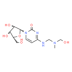 ChemSpider 2D Image | 4-({[(Hydroxymethyl)(methyl)amino]methyl}amino)-1-pentofuranosyl-2(1H)-pyrimidinone | C12H20N4O6