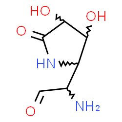 ChemSpider 2D Image | Amino(3,4-dihydroxy-5-oxo-2-pyrrolidinyl)acetaldehyde | C6H10N2O4