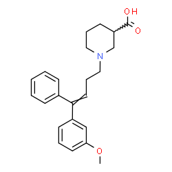 ChemSpider 2D Image | 1-[4-(3-Methoxyphenyl)-4-phenyl-3-buten-1-yl]-3-piperidinecarboxylic acid | C23H27NO3