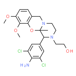 ChemSpider 2D Image | 2-[2-(4-Amino-3,5-dichlorophenyl)-4-(2,3,4-trimethoxybenzyl)-1-piperazinyl]ethanol | C22H29Cl2N3O4