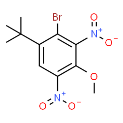 ChemSpider 2D Image | 2-Bromo-4-methoxy-1-(2-methyl-2-propanyl)-3,5-dinitrobenzene | C11H13BrN2O5