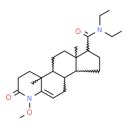 ChemSpider 2D Image | N,N-Diethyl-1-methoxy-4a,6a-dimethyl-2-oxo-2,3,4,4a,4b,5,6,6a,7,8,9,9a,9b,10-tetradecahydro-1H-indeno[5,4-f]quinoline-7-carboxamide | C24H38N2O3