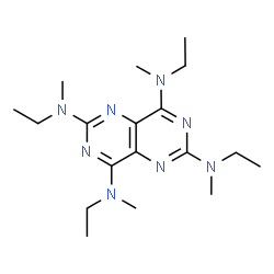 ChemSpider 2D Image | N2,N4,N6,N8-Tetraethyl-N2,N4,N6,N8-tetramethylpyrimido[5,4-d]pyrimidine-2,4,6,8-tetramine | C18H32N8
