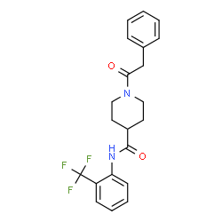 ChemSpider 2D Image | 1-(Phenylacetyl)-N-[2-(trifluoromethyl)phenyl]-4-piperidinecarboxamide | C21H21F3N2O2