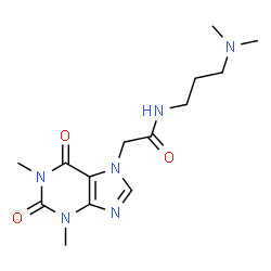 ChemSpider 2D Image | N-[3-(Dimethylamino)propyl]-2-(1,3-dimethyl-2,6-dioxo-1,2,3,6-tetrahydro-7H-purin-7-yl)acetamide | C14H22N6O3