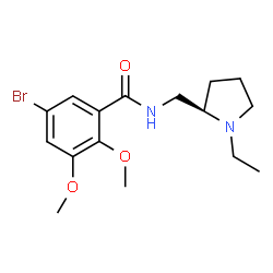 ChemSpider 2D Image | 5-Bromo-N-[[(2R)-1-ethyl-2-pyrrolidinyl]methyl]-2,3-dimethoxybenzamide | C16H23BrN2O3