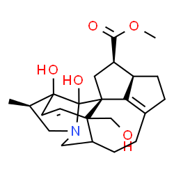 ChemSpider 2D Image | Methyl (1R,3R,4R,14R,18R)-15,19-dihydroxy-18-(hydroxymethyl)-14-methyl-12-azahexacyclo[10.6.1.1~1,4~.0~7,20~.0~10,18~.0~15,19~]icosa-7(20),16-diene-3-carboxylate | C23H31NO5