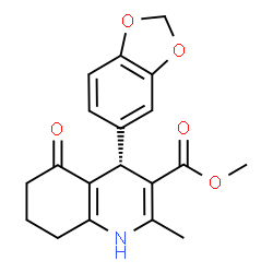 ChemSpider 2D Image | Methyl (4S)-4-(1,3-benzodioxol-5-yl)-2-methyl-5-oxo-1,4,5,6,7,8-hexahydro-3-quinolinecarboxylate | C19H19NO5