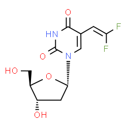 ChemSpider 2D Image | 1-(2-Deoxy-alpha-D-erythro-pentofuranosyl)-5-(2,2-difluorovinyl)-2,4(1H,3H)-pyrimidinedione | C11H12F2N2O5