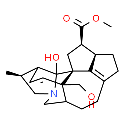 ChemSpider 2D Image | Methyl (1R,3R,4R,14S,18R)-19-hydroxy-18-(hydroxymethyl)-14-methyl-12-azahexacyclo[10.6.1.1~1,4~.0~7,20~.0~10,18~.0~15,19~]icosa-7(20),16-diene-3-carboxylate | C23H31NO4