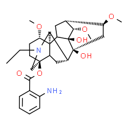 ChemSpider 2D Image | (1alpha,5xi,7beta,10xi,14alpha,16beta)-20-Ethyl-8,9-dihydroxy-1,14,16-trimethoxyaconitan-4-yl 2-aminobenzoate | C30H42N2O7