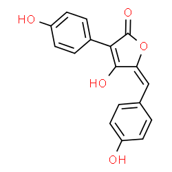 ChemSpider 2D Image | (5E)-4-Hydroxy-5-(4-hydroxybenzylidene)-3-(4-hydroxyphenyl)-2(5H)-furanone | C17H12O5