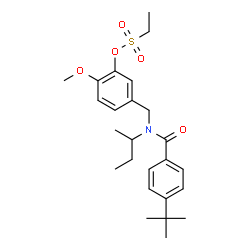 ChemSpider 2D Image | 5-({sec-Butyl[4-(2-methyl-2-propanyl)benzoyl]amino}methyl)-2-methoxyphenyl ethanesulfonate | C25H35NO5S