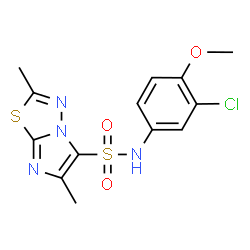 ChemSpider 2D Image | N-(3-Chloro-4-methoxyphenyl)-2,6-dimethylimidazo[2,1-b][1,3,4]thiadiazole-5-sulfonamide | C13H13ClN4O3S2