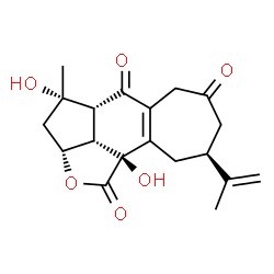 ChemSpider 2D Image | (2aR,4S,4aR,9S,10bS,10cS)-4,10b-Dihydroxy-9-isopropenyl-4-methyl-2a,3,4,4a,6,8,9,10,10b,10c-decahydro-1H-cyclohepta[5,6]indeno[1,7-bc]furan-1,5,7-trione | C19H22O6