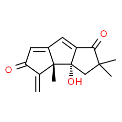 ChemSpider 2D Image | (3aR,3bS)-3a-Hydroxy-2,2,3b-trimethyl-4-methylene-3,3a,3b,4-tetrahydro-1H-cyclopenta[a]pentalene-1,5(2H)-dione | C15H16O3