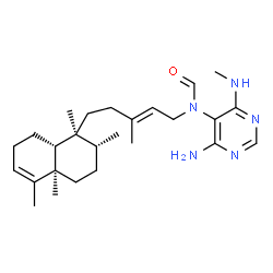 ChemSpider 2D Image | N-[4-Amino-6-(methylamino)-5-pyrimidinyl]-N-{(2E)-3-methyl-5-[(1S,2R,4aR,8aR)-1,2,4a,5-tetramethyl-1,2,3,4,4a,7,8,8a-octahydro-1-naphthalenyl]-2-penten-1-yl}formamide | C26H41N5O