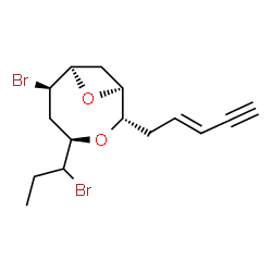 ChemSpider 2D Image | (1S,2S,4R,6R,7R)-6-Bromo-4-(1-bromopropyl)-2-[(2E)-2-penten-4-yn-1-yl]-3,8-dioxabicyclo[5.1.1]nonane | C15H20Br2O2