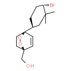 ChemSpider 2D Image | {(1S,4S)-4-[(1S,4S)-4-Bromo-3,3-dimethylcyclohexyl]-2,3-dioxabicyclo[2.2.2]oct-5-en-1-yl}methanol | C15H23BrO3