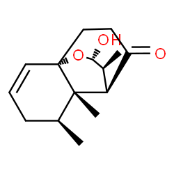 ChemSpider 2D Image | (1S,5S,6S,7R,8S,9S)-9-Hydroxy-5,6,8-trimethyl-10-oxatricyclo[5.3.3.0~1,6~]tridec-2-en-13-one | C15H22O3
