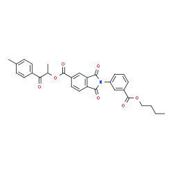 ChemSpider 2D Image | 1-(4-Methylphenyl)-1-oxo-2-propanyl 2-[3-(butoxycarbonyl)phenyl]-1,3-dioxo-5-isoindolinecarboxylate | C30H27NO7