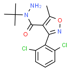 ChemSpider 2D Image | 3-(2,6-Dichlorophenyl)-5-methyl-N-(2-methyl-2-propanyl)-1,2-oxazole-4-carbohydrazide | C15H17Cl2N3O2