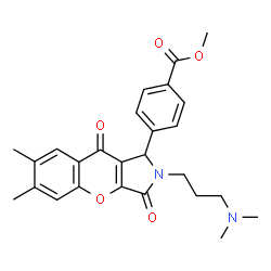 ChemSpider 2D Image | Methyl 4-{2-[3-(dimethylamino)propyl]-6,7-dimethyl-3,9-dioxo-1,2,3,9-tetrahydrochromeno[2,3-c]pyrrol-1-yl}benzoate | C26H28N2O5