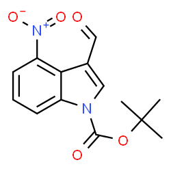 ChemSpider 2D Image | tert-Butyl 3-formyl-4-nitro-1H-indole-1-carboxylate | C14H14N2O5