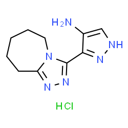 ChemSpider 2D Image | 3-{5H,6H,7H,8H,9H-[1,2,4]triazolo[4,3-a]azepin-3-yl}-1H-pyrazol-4-amine hydrochloride | C10H15ClN6