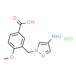 ChemSpider 2D Image | 3-[(4-AMINOPYRAZOL-1-YL)METHYL]-4-METHOXYBENZOIC ACID HYDROCHLORIDE | C12H14ClN3O3
