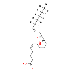 ChemSpider 2D Image | (5Z,8Z,11S,12R,14Z)-11,12-Dihydroxy(16,16,17,17,18,18,19,19,20,20,20-~2~H_11_)-5,8,14-icosatrienoic acid | C20H23D11O4