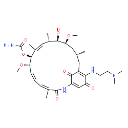 ChemSpider 2D Image | (4Z,6Z,8S,9S,10Z,12S,13R,14S,16R)-19-{[2-(Dimethylamino)ethyl]amino}-13-hydroxy-8,14-dimethoxy-4,10,12,16-tetramethyl-3,20,22-trioxo-2-azabicyclo[16.3.1]docosa-1(21),4,6,10,18-pentaen-9-yl carbamate | C32H48N4O8