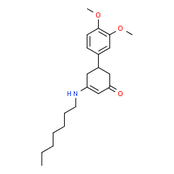ChemSpider 2D Image | 5-(3,4-Dimethoxyphenyl)-3-(heptylamino)-2-cyclohexen-1-one | C21H31NO3