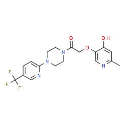 ChemSpider 2D Image | 2-[(4-Hydroxy-6-methyl-3-pyridinyl)oxy]-1-{4-[5-(trifluoromethyl)-2-pyridinyl]-1-piperazinyl}ethanone | C18H19F3N4O3