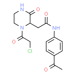 ChemSpider 2D Image | N-(4-Acetylphenyl)-2-[1-(chloroacetyl)-3-oxo-2-piperazinyl]acetamide | C16H18ClN3O4