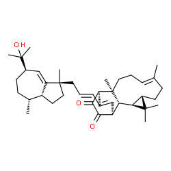 ChemSpider 2D Image | (1S,2R,3R,5S,8E,12S,13S)-17-{(1E)-3-[(1R,3aR,4R,7R)-7-(2-Hydroxy-2-propanyl)-1,4-dimethyl-1,2,3,3a,4,5,6,7-octahydro-1-azulenyl]-1-propen-1-yl}-4,4,8,12-tetramethyltetracyclo[11.2.2.0~2,12~.0~3,5~]hep
tadeca-8,16-diene-14,15-dione | C39H56O3