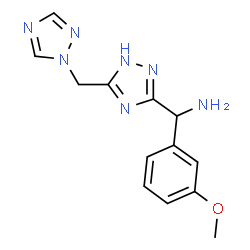 ChemSpider 2D Image | 1-(3-Methoxyphenyl)-1-[3-(1H-1,2,4-triazol-1-ylmethyl)-1H-1,2,4-triazol-5-yl]methanamine | C13H15N7O