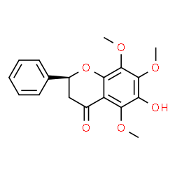 ChemSpider 2D Image | (2S)-6-Hydroxy-5,7,8-trimethoxy-2-phenyl-2,3-dihydro-4H-chromen-4-one | C18H18O6