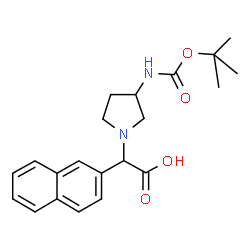 ChemSpider 2D Image | 2-(3-((tert-Butoxycarbonyl)amino)pyrrolidin-1-yl)-2-(naphthalen-2-yl)acetic acid | C21H26N2O4