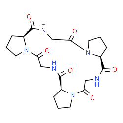 ChemSpider 2D Image | Cyclo(glycyl-L-prolylglycyl-L-prolylglycyl-L-prolyl) | C21H30N6O6